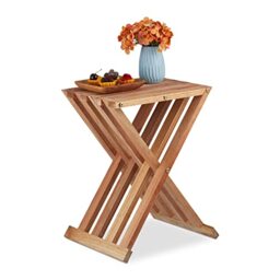 Relaxdays Side Table, H x W x D: approx. 44.5 x 34 x 28 cm, Foldable, Walnut Wood, Natural Finish