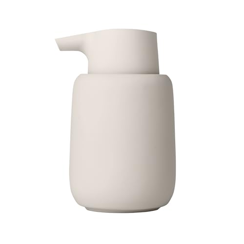 blomus Soap Dispenser, Ceramic, plastic, silicone, Moonbeam, H 14 cm, T 9,5 cm, Ø 8,5, V 0,25 l