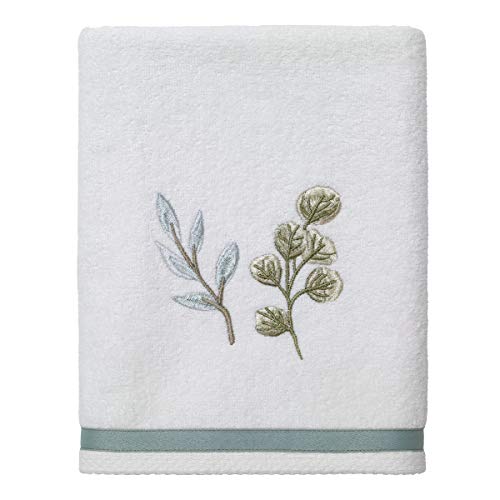 Avanti Linens Ombre Leaves Collection, Cotton, White, Hand Towel