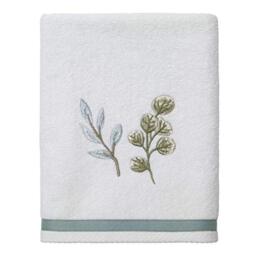Avanti Linens Ombre Leaves Collection, Cotton, White, Hand Towel