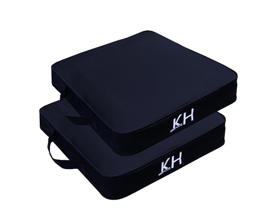 KIMI HOUSE Black Stadium Seat Cushion 2 Pack, Boat Canoe Kayak Seat Cushion, Bleacher Seat Cushion, Portable and Extra Thick Cushion for Any Outdoor Events