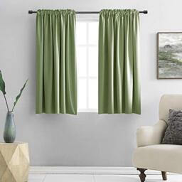 DONREN Blackout Curtains for Bedroom 48 Inch Drop Sage Small Curtains with Rod Pocket Set of 2 Panels, W52 x L48 Inch