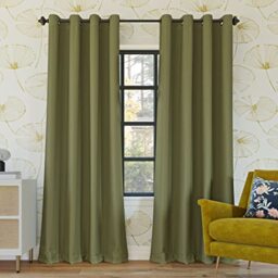 "Sun Zero Nordic 2-Pack 2-Pack Theater Grade Extreme Total Blackout Grommet Curtain Panel Pair, 52"" x 96"", Sage Green"