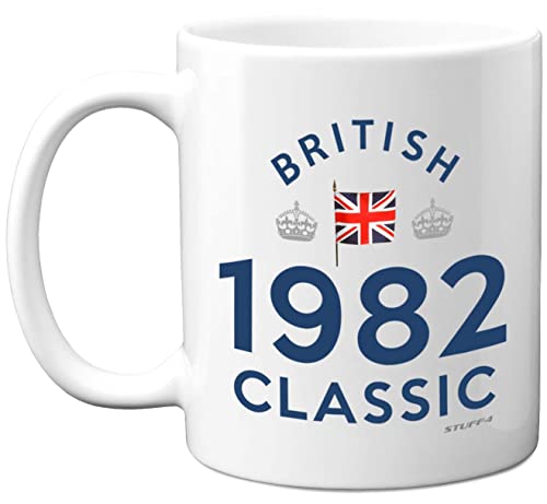 Stuff4 1982 British Classic Coffee Mug - Best Friend Mug for Birthday Presents Christmas, 43 Birthday Keepsake for Her or Him, 11oz Ceramic Dishwasher Safe Mugs