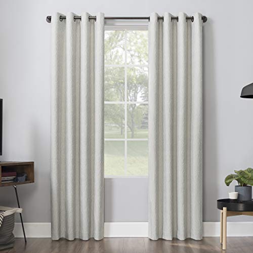 "Sun Zero Ruben Dimensional Thermal Extreme 100% Blackout Grommet Curtain Panel, 52"" x 96"", Cream White"