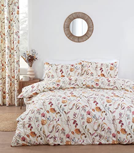 Prestigious Textiles Sundour Grove Stunning Floral & Butterfly Design Duvet Cover Set in Multi Colour on a Natural Background Superking Bed
