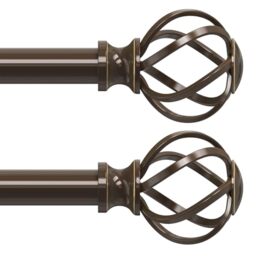 "VOIIY 2 Pack Curtain Rods for Windows 18 to 45 Inch(1.5-3.75 Feet),3/4"" Diameter Bronze Drapery Rods with Twisted Cage Finials,Size:18-45 Inch"