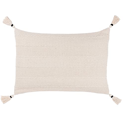 Furn. Yard Caliche Textured Tasselled Cushion Cover – Braided Stripes Cotton Weave (Natural – 40x60cm)