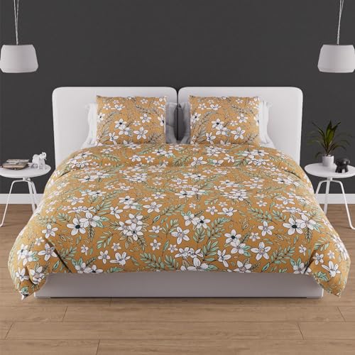 Soleil d'ocre, Manon Duvet Cover Set - 57 Thread Count Cotton - 240 x 220 cm - Camel
