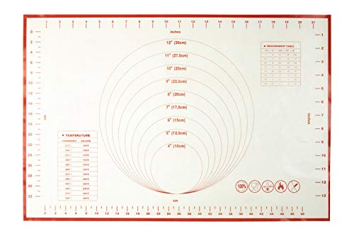 Measurement Baking Mat, Silicone, Fiberglass Inner, 60cm - White/Red