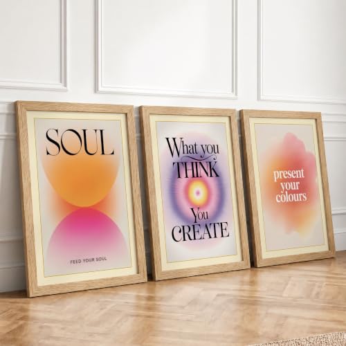 Mindful Inspiration Minimalist Set of 3 Framed Wall Art Prints A4