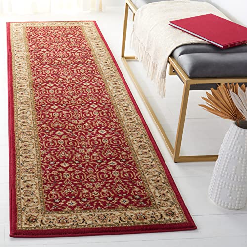 Safavieh Traditional Rug for Living Room, Dining Room, Bedroom - Lyndhurst Collection, Short Pile, in Red and Ivory, 80 x 180 cm