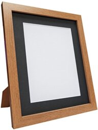 FRAMES BY POST Q7 Picture Photo Frame, Oak with Black Mount, 14 x 11 Inch Image Size A4
