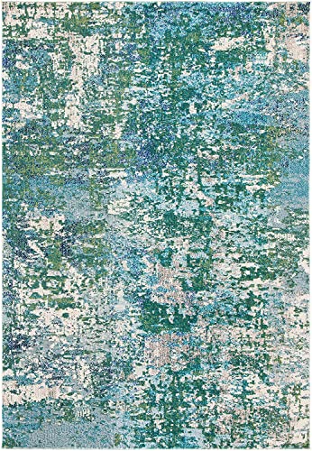 Safavieh Contemporary Rug for Living Room, Dining Room, Bedroom - Madison Collection, Short Pile, in Green and Turquoise, 91 X 152 cm