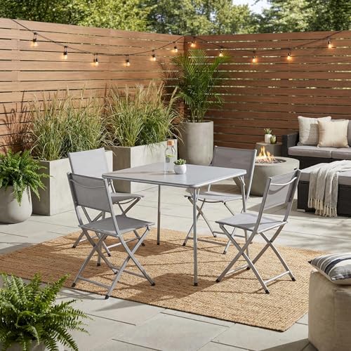 FurnitureR Space-Saving Foldable Dining Table - Indoor Outdoor Square Table for Home and Patio Use, Easy Storage, Sturdy and Stable,86x86x71,Grey