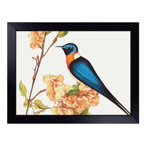 Lap Tray with Bean Bag Cushion, Daring Swallow Bird - Handmade in the UK, Raised Wooden Edge, Padded Cushion, Heat-Resistant Wipe-Clean Surface, for Meals, Laptops and Crafts