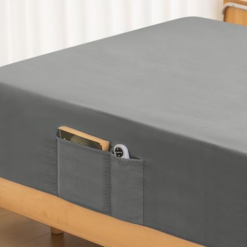 Twin Fitted Sheet Only - Premium 1800 Super Soft & Cozy Microfiber, Wrinkle, Fade, Shrinkage Resistant Deep Pocket Twin Size Fitted Bottom Sheet, Dark Gray
