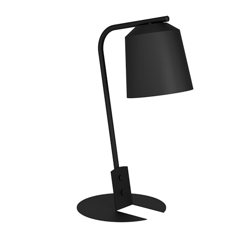 EGLO Bedside lamp Oneda, minimalist side table light, living room and bedroom lighting made of black metal, E27 socket