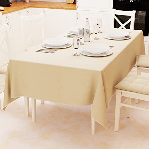 PETTI Artigiani Italiani Rectangular Tablecloth, Elegant Plain Cotton Tablecloth, Kitchen Table Cover, Sand Tablecloth X12 (140 x 240 cm), 100% Made In Italy