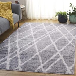 Safavieh Contemporary Rug for Living Room, Dining Room, Bedroom - Adirondack Collection, Short Pile, in Ivory and Silver, 122 X 183 cm
