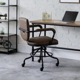Julian Bowen Gehry Office Chair, Faux Leather, Brown & Black - H83 x W60cm