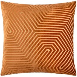 Paoletti Evoke Velvet Feather Filled Cushion – Luxurious Chevron Pattern Decorative Square Pillow With Filling (Brick - 55x55cm)