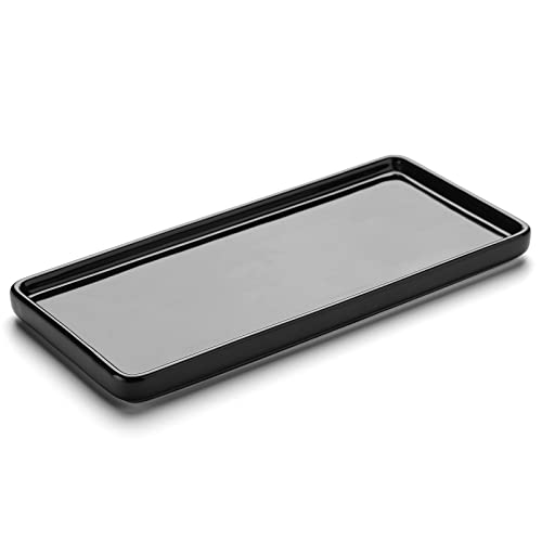 "Gurygo 10"" Bathroom Tray, Ceramic Vanity Tray for Bathroom, Small Ceramic Trays, Kitchen Soap Tray, Dish Soap Tray for Kitchen Counter (Black, 10"",Set/1)???"