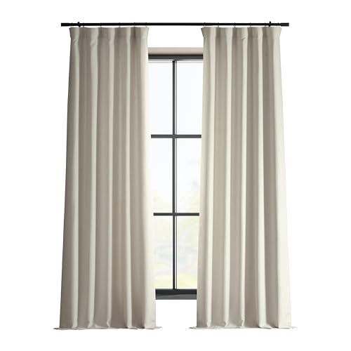HPD Half Price Drapes Italian Faux Linen Curtains 84 Inches Long Room Darkening Curtains for Bedroom and Living Room 50 X 84, (1 Panel), Parchment Cream