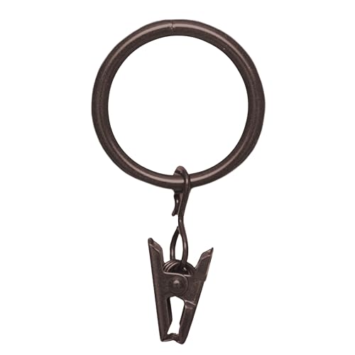 Kenney Window Curtain Clip Rings, Set of 14, Brown