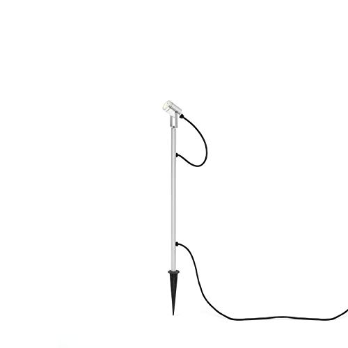 Konstsmide Garden Lighting Monza LED Outdoor Landscape Spot Light with Ground Spike Large 107.5cm/High Powered 1 x 3 Watt LED Garden Lights/Aluminium Silver/Outside Lights