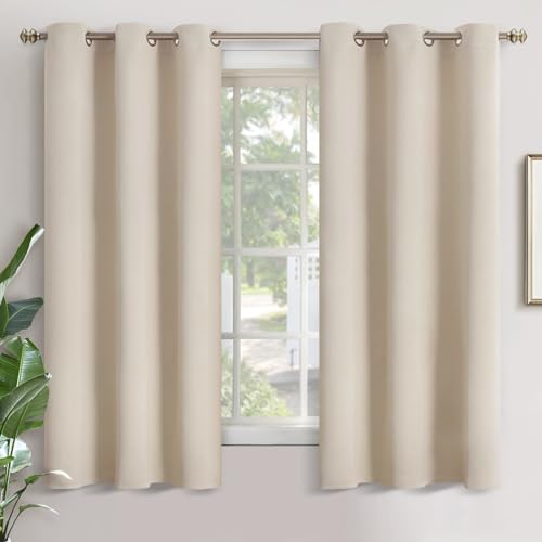 YoungsTex Champagne Blackout Curtains for Bedroom 63 Inches Length - Room Darkening Drapes with Grommet Thermal Insulated for Bathroom Living Room, 2 Panels, 42 x 63 Inch