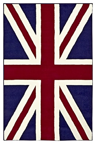 HANSE Home Design velour Union Jack rug, polypropylene, united kingdom style, blue red cream, 80 x 120 x 0.9 cm