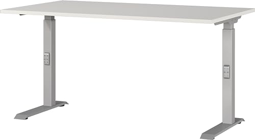 Germania Desk 7904-583, in light grey/silver, medium height setting, 140 x 91 x 80 cm (WxHxD)