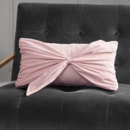 Juicy Couture Double Sided Decorative Cushion Rectangular 1 Piece Living Room Bedroom Decor Decorative Accent 25 x 45 cm Velvet Bow Light Pink