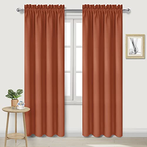 DWCN Blackout Curtains Thermal Insulated, Energy Saving & Noise Reducing Bedroom and Living Room Curtains, Burnt Ochre, W 42x L 84 Inch, Set of 2 Rod Pocket Curtain Panels