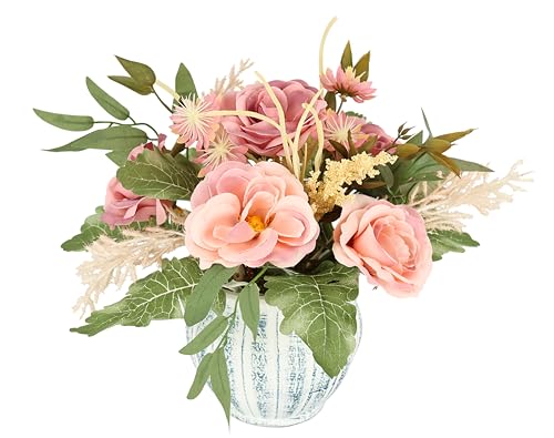 Flair Flower Artificial Arrangement of Roses in Pot Arrangement Flower Decoration Floristry Fake Decoration Artificial Flowers Silk Flowers Wedding Decoration Centrepiece Table Decoration Flower