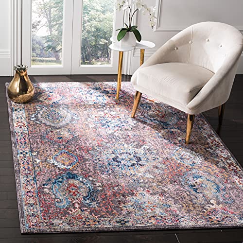 Safavieh Trendy New Transitional Indoor Woven Rectangle Area Rug, Bristol Collection, BTL340, in Dark Grey / Blue, 91 X 152 cm for Living Room, Bedroom or Any Indoor Space