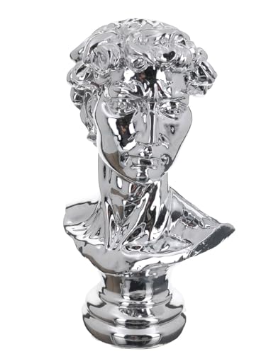 GILDE David Silver Resin Metallic Effect David Head Figurine 38cm High 25cm Wide 17cm Deep