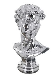 GILDE David Silver Resin Metallic Effect David Head Figurine 38cm High 25cm Wide 17cm Deep