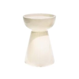 Ivyline Bowen Pillar Candle Holder in Linen with Stable Base - Modern Elegant Home Decoration - H14 x D9 cm