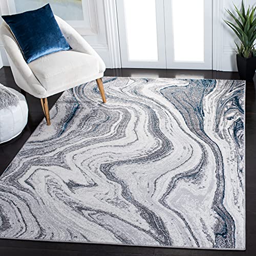 Safavieh Contemporary Rug for Living Room, Dining Room, Bedroom - Amelia Collection, Short Pile, in Grey and Blue, 91 X 152 cm