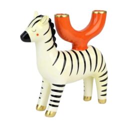Talking Tables Hand Painted Zebra Ceramic Candle Holder Decorative Animal Table Accessory for Dinner Party Table Centrepiece Shelves and Mantels Black & White Giftable Home Décor Candelabra 19cm