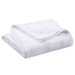 Vellux 100% Cotton Twin Size Herringbone Blanket - Super Soft Breathable Lightweight Throw Blanket - All-Season Classic White Blanket