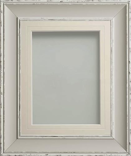 Frame Company Brooke Moonstone Grey Photo Frame, Ivory V-Groove Mount, 6x4 for 5x3 inch, fitted with perspex