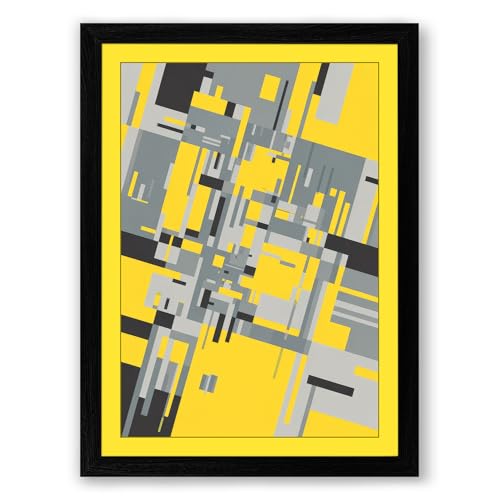 Urban Geometry from Above Geometric Framed Wall Art Print A4 (29.7×21cm) Black, Wall Decor for Living Room, Bedroom, Office & Home, Ready to Hang, Art Gift