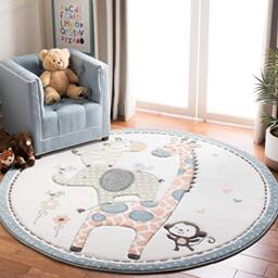 Safavieh Contemporary Rug for Living Room, Dining Room, Bedroom - Carousel Kids Collection, Short Pile, in Multicolored, 160 x 160 cm