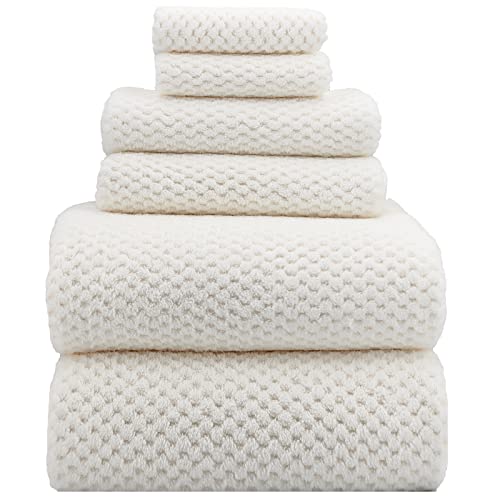 YTYC Towels,39x78 Inch Oversized Bath Sheets Towels for Adults Luxury Bath Towels Extra Large Sets for Bathroom Super Soft Highly Absorbent Microfiber Shower Towels 80% Polyester (White,6 Piece)