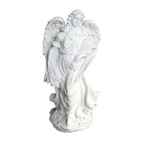 Relaxdays XXL grave angel ornament, polyresin, weather-, frost- & UV-resistant, HxWxD 46.5x23x14 cm, white