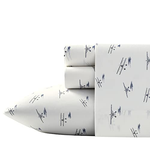 Eddie Bauer - Full Sheets, Cotton Percale Bedding Set, Crisp & Cool, Stylish Home Decor (Sea Plane,4 Pieces, Full)