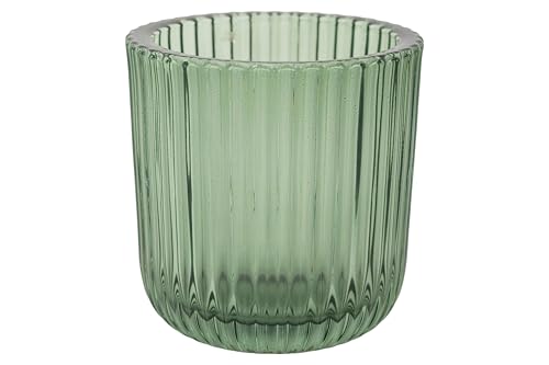 Cosy Home Set of 6 Ribs Crystal Candlesticks, Green, 9 x 9 x 9 cm